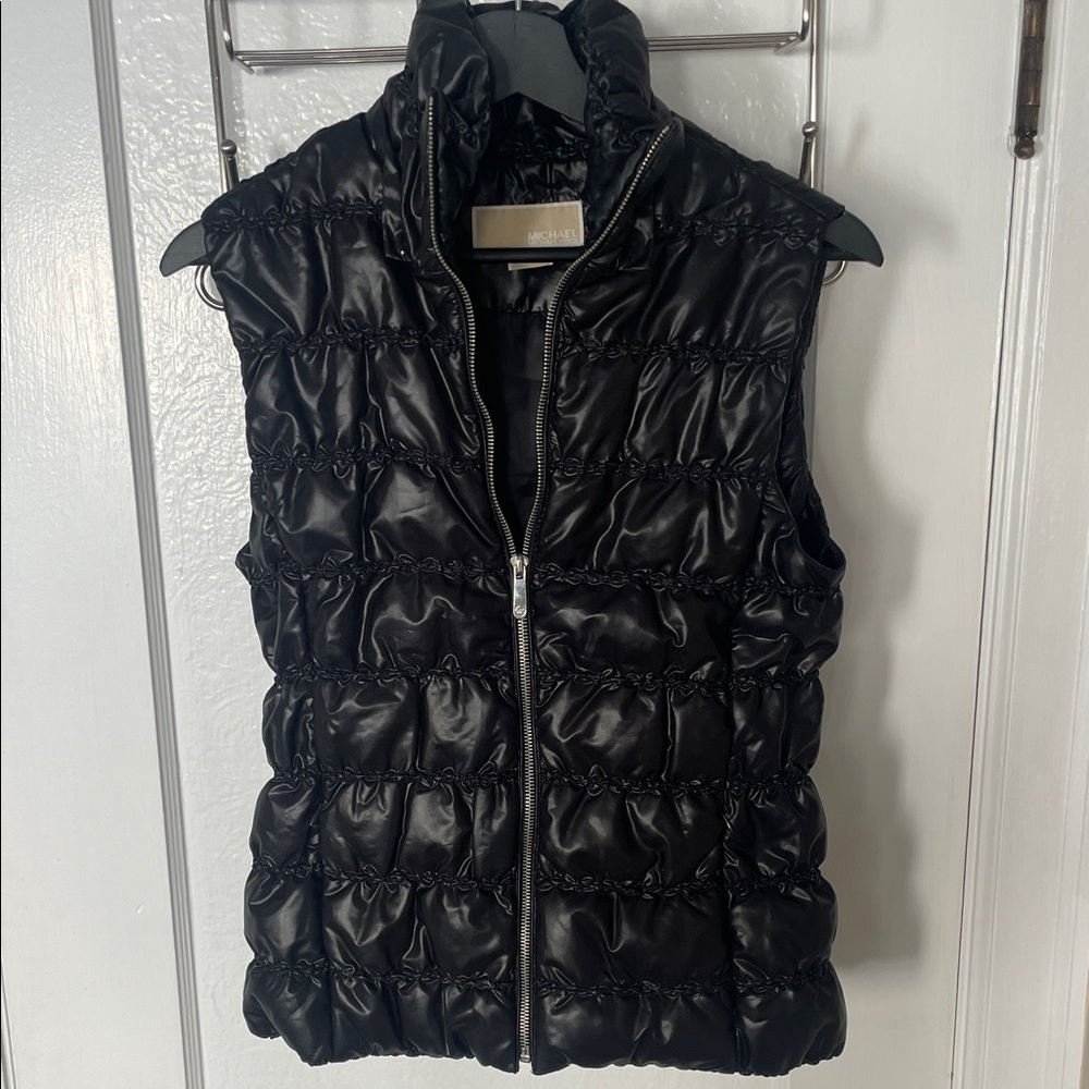 Michael Kors Shiny Black Quilted Vest